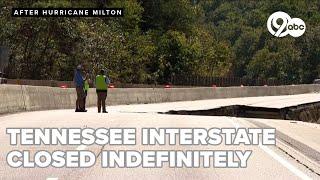 Hurricane Helene destroys interstate in North Carolina; Repair work now in action