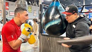 SCARY! TEOFIMO LOPEZ TRAINING WITH EDDY REYNOSO! DESTROYS THE HEAVY BAG WITH NEW TECHNIQUE & POWER!