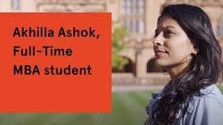 Akhilla Ashok, Full-Time MBA student at the University of Sydney Business School