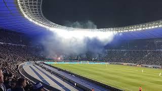 Hertha BSC vs. 1.FC Magdeburg 16.02. 2024 Pyro und Choreo von beiden