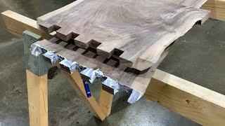 Small Coffee Table Live Edge Mitered Dovetail Joint Feel Beautiful Grain of North American Walnut