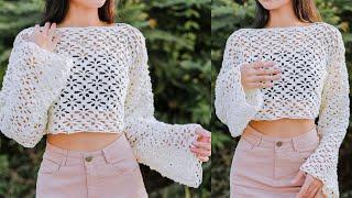 Crochet Floral Lace Sweater Tutorial | Crochet Floral Lace Blouse | Chenda DIY