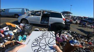 FINDING RARE AIR JORDANS FOR A STEAL AT THE FLEA MARKET. ALL THESE JERSEYS ALMOST MADE ME FAINT!