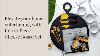 10 Piece Cheese and Charcuterie Board Set, Black, Host at Home By The Bamboo Abode