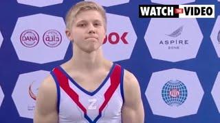 Russian gymnast wears ‘Z’ war symbol on medal podium next to Ukrainian athlete