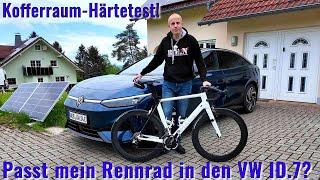 VW ID.7 Kofferraumtest: Passt mein Rennrad mit verbauten Laufrädern in den Kofferraum?