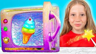 Nastya helps her mother with giant gadgets