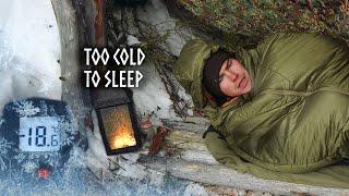 -18°C FREEZING WINTER NIGHT!  3 Day Camping in a Bushcraft Shelter (Full)