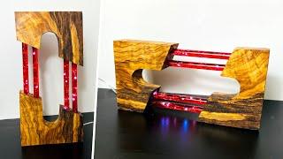 Olive Wood / Epoxy Resin Night Lamp  - DIY / Resin Art