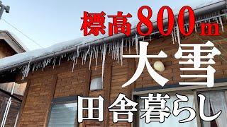 【標高800ｍの田舎暮らし】大雪で大変な雪掻きと寒さで成長する氷柱｜50代夫婦｜村暮らし