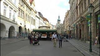 Walk around Prague Czech Republic. Hlavní nádraží-Valdštejnská zahrada.