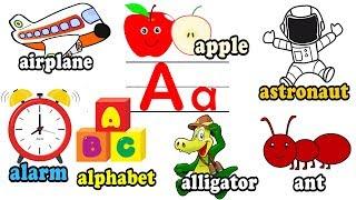 Letter “A” | A is for Apple Ant Arm Acorn | ABC 英文字母A