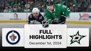 NHL Highlights | Jets vs. Stars - December 01, 2024