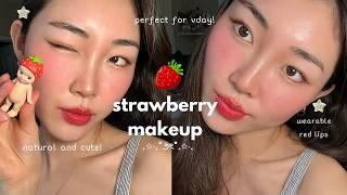 easy natural strawberry makeup! (on acne skin) perf for valentine's day! ˚ ༘ ·˚ ₊˚ˑ༄ؘ