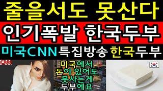 최고시청률 미국CNN특집방송 한국두부! CNN미녀기자가 미국내 한국두부의 인기를 언급하자 미국전역이 충격과 경악! 해외감동사연 미국반응 외국인반응 한국해외반응