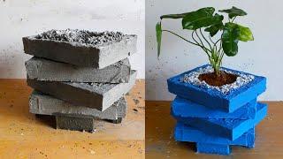 casting cement pots | how to make unique flower pot with styrofoam waste and cement