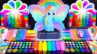 Pony Rainbow Slime Mixing Random things into slime #ASMR #Satisfying #slimevideo #Makeupslime