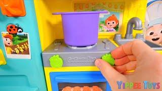 Cooking with a Toy Kitchen | Pretend Play