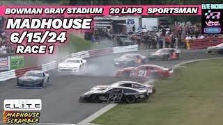 MADHOUSE Sportsman SCARMBLE Race 1 BOWMAN GRAY 20 LAPS 6/15/24 #racing #nascar #asphaltracing #race