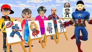 Scary Teacher 3D vs Squid Game: Help Nick Draw SuperGirl Squid Doll - 5 Times Challenge