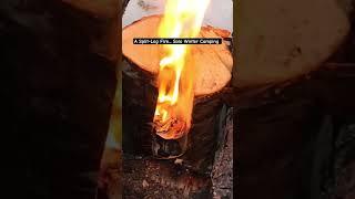 A Split-Log Fire... Solo Winter Camping