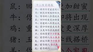 十二生肖的情感状况！#生肖運程 #養生 #老人言 #書法