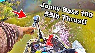 JONNY BOATS BASS 100 with a 55lb THRUST TROLLING MOTOR!! (Kayak Trolling Motor)