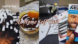 At Home Maintenance Vlog | DIY Sugar Wax, Nails, Pedicure & More | Self Care On a Budget