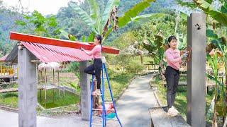 Building New Farm Gate With Bricks And Cement To Replace The Old Bamboo Gate - My Bushcraft/Nhất