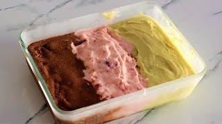 Only 3 ingredients! We don't buy ice cream anymore! Easy homemade ice cream in 3 flavours