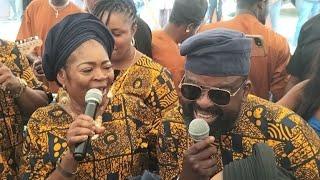 Salawa Abeni, Saheed Balogun & Kunle Afolayan Compete on Stage at  Burial of Aremu Afolayan's Mum