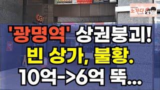 '광명역' 상권붕괴! 빈 상가에 불황이 계속되서 반토막에도 안팔리는 부동산이 넘친다. 공실률 60%대 마피에, 계약금 포기 속출. 부동산 아파트 상가 지식산업센터  노가다 노비