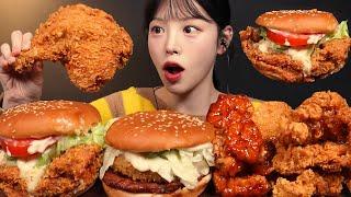 Super Max Chicken Burger, Shrimp Burger, Crispy Fried Chicken Mukbang ASMR