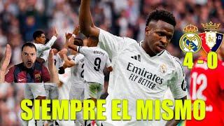 REAL MADRID 4 - 0 OSASUNA. VINICIUS LIDERA UNA VICTORIA MUY IMPORTANTE. PARTIDO QUE DEJA LESIONADOS.