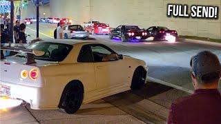 HEAVILY MODIFIED IMPORTS SEND IT LEAVING CAR MEET! (R34, Supra, RX7, & MORE!)