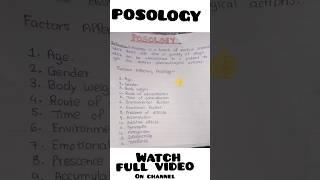 POSOLOGY | Pharmaceutics #shorts #bpharmacy #pharmaceutics #gpat