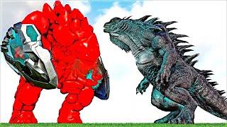 BACON OVERLORD GOLEM BOSS VS GODZILLA - GOJIRAN LVL 2.500 (ARK SURVIVAL EVOLVED BATTLE)