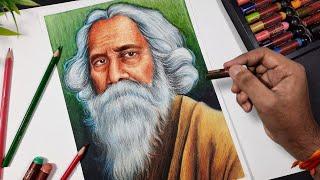 Rabindranath Tagore drawing,  Oil pastel drawing, ( PART 2 ) Sanju Arts