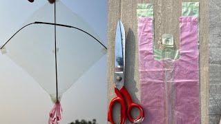 How To Make A Kite With Plastic Bag Shoper / Step By Step Making in Home 