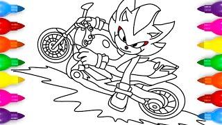 Sonic The Hedgehog 3 Movie Shadow Motorcycle Coloring Page