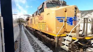 Union Pacific freight train Tolland, Colorado with Genset locomotives