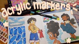 shuttle art acrylic paint marker review // sketchbook draw w me // todooi️