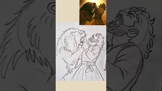 chhava lion fight Drawing Ghibli #chhaava #ghibli