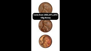 Cents from 1969, 1971, 1972？Big Money？ NO FG！#coin #penny #coincollecting #rarecoins