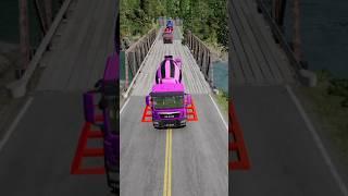 Mix Color Trucks Vs Spike Bollard #beamng #beamngdrive #shorts