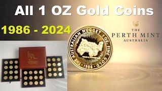 See all 41 Kangaroos Nuggets Gold Coins of 1986 - 2024+Mintage Perth Mint Australian Gold Collection