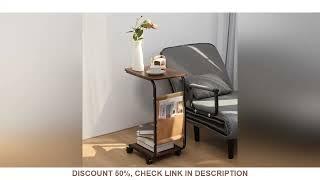 Rectangle Side Table, Night Stand with 2-Tier Storage Shelf and Fabric Storage Bag, Living Room Smal