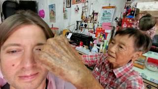 HAIRCUT by 84 Yr Old FEMALE BARBER "Kang"  Melaka, Malaysia ASMR