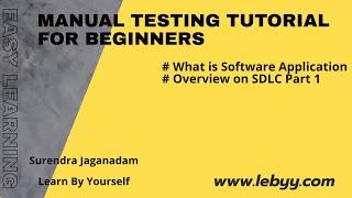 What is software Application || Overview on SDLC Part 1 || Manual Testing Tutorial for Beginners