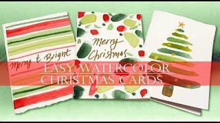 EASY Watercolor Christmas Cards/ Step by Step tutorial for Beginners